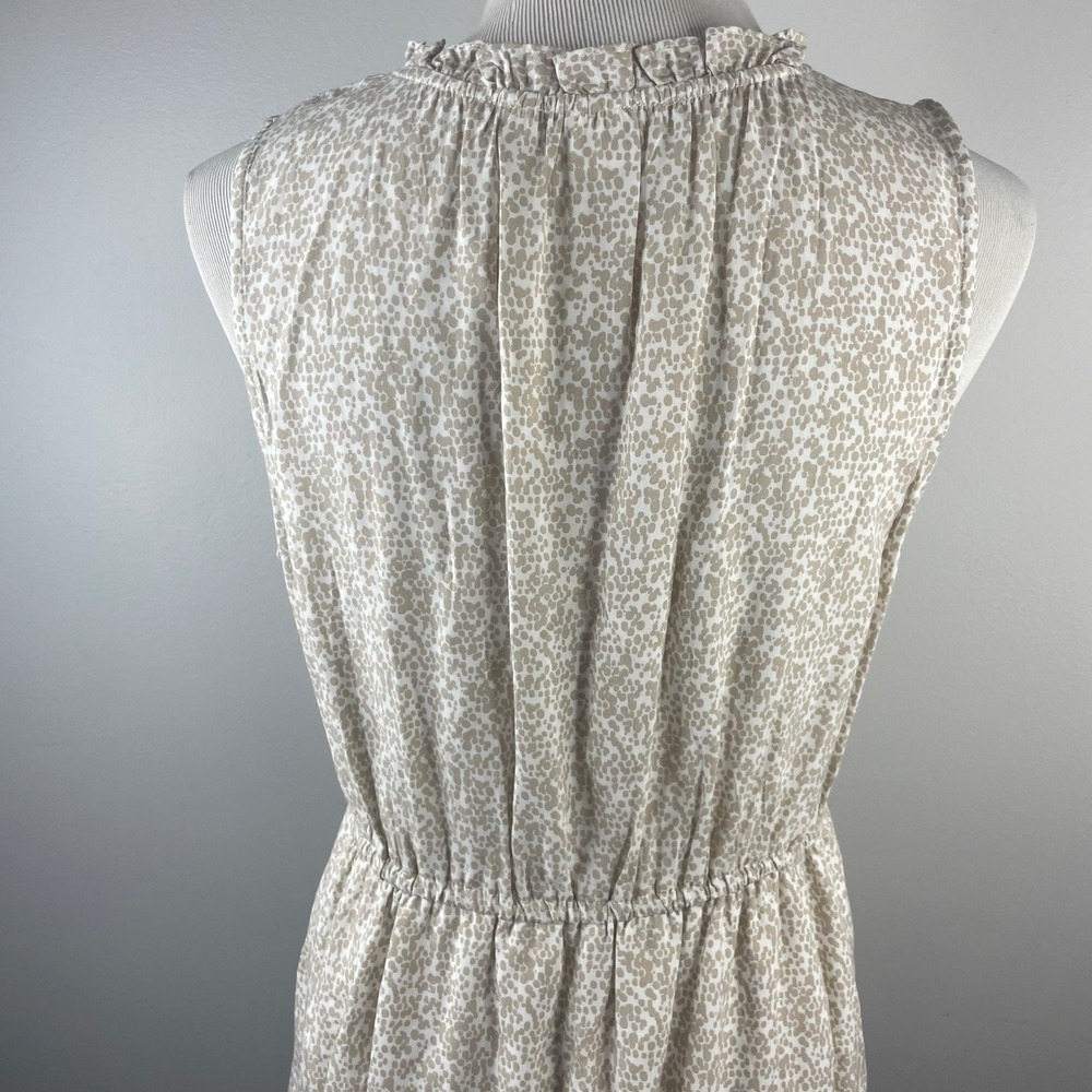 Gap Sleeveless Ruffle V-Neck Tiered Mini Dress Khaki Beige Floral Size M - Picture 3 of 10